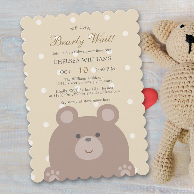 We Can Bearly Wait Cute Bear Cub Boy Baby Shower Invitation (Creator Uploaded)
