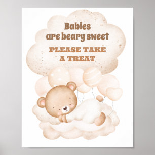 We Can Bearly Wait Cute Bear Neutral Favour Poster