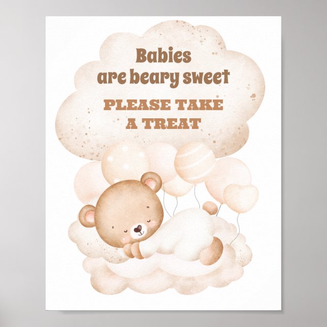 We Can Bearly Wait Cute Bear Neutral Favour Poster (Front)