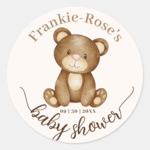 We can Bearly Wait! Cute Personalised Baby Shower Classic Round Sticker
