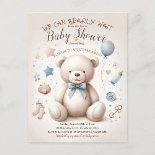 We Can Bearly Wait cute Teddy Bear Baby Shower Postcard