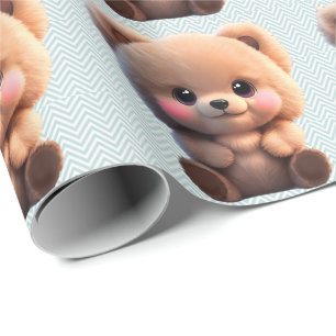 We can Bearly Wait cute teddy bear Polka dots Wrapping Paper