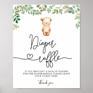 We can bearly wait diaper raffle poster