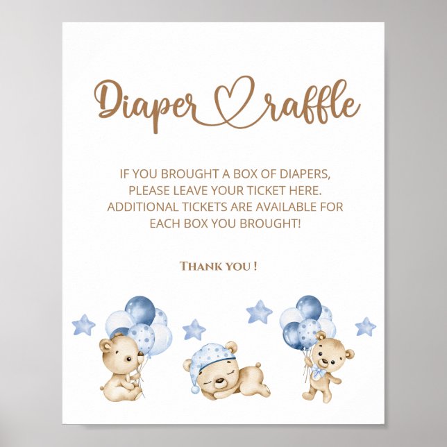 We can bearly wait diaper raffle poster (Front)
