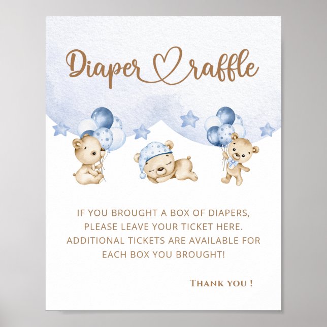 We can bearly wait diaper raffle poster (Front)
