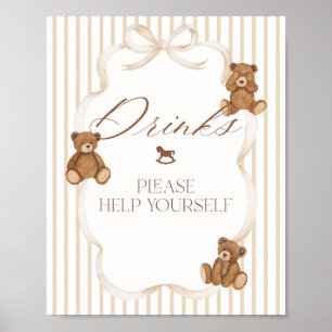 We Can Bearly Wait Elegant Baby Shower drink bar Poster