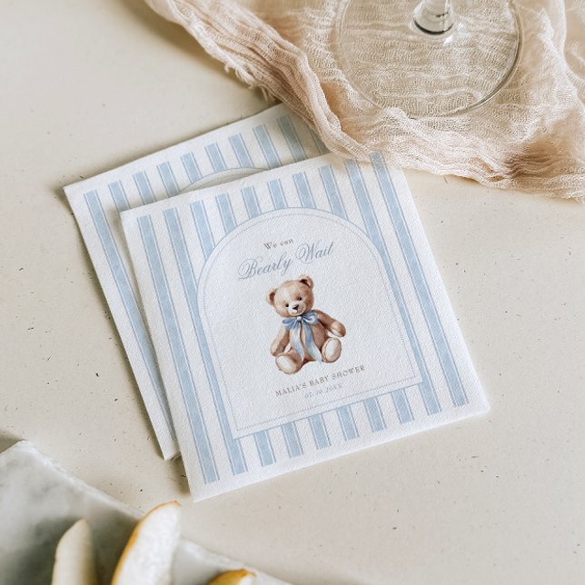We Can Bearly Wait Elegant Baby Shower Napkin (Creator Uploaded)