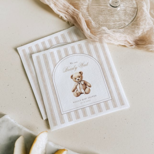 We Can Bearly Wait Elegant Baby Shower Napkin (Creator Uploaded)