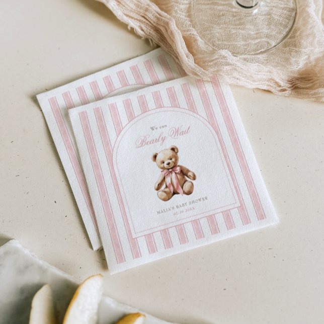 We Can Bearly Wait Elegant Baby Shower Napkin (Creator Uploaded)