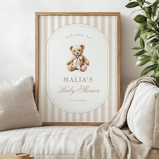We Can Bearly Wait Elegant Baby Shower Welcome Poster (Creator Uploaded)