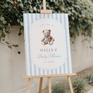 We Can Bearly Wait Elegant Baby Shower Welcome Poster