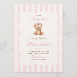 We Can Bearly Wait Elegant Teddy Bear Baby Shower Invitation