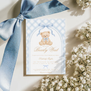 We Can Bearly Wait Elegant Teddy Bear Baby Shower Invitation