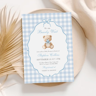 We Can Bearly Wait Elegant Teddy Bear Baby Shower  Invitation