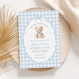 We Can Bearly Wait Elegant Teddy Bear Baby Shower Invitation