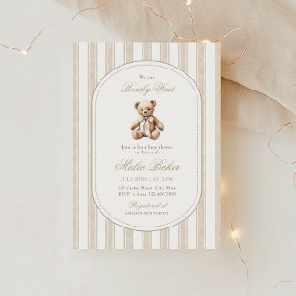 We Can Bearly Wait Elegant Teddy Bear Baby Shower Invitation