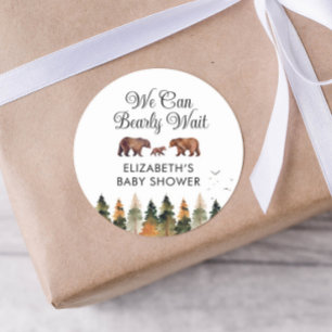 We Can Bearly Wait Fall Baby Shower  Classic Round Sticker