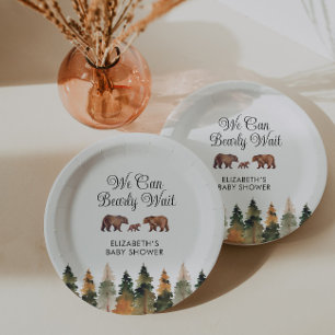 We Can Bearly Wait Fall Baby Shower  Paper Plate