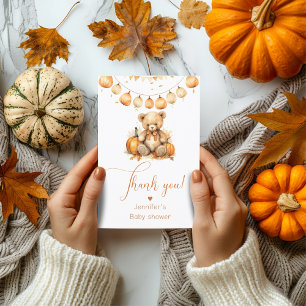 We can bearly wait fall baby shower thank you card