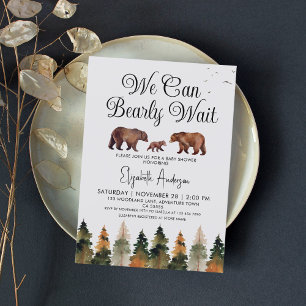 We Can Bearly Wait Fall Bear Baby Shower Invitation