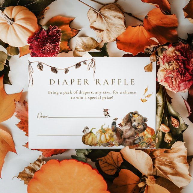 We Can Bearly Wait Fall Forest Baby Shower Diaper Enclosure Card (Creator Uploaded)