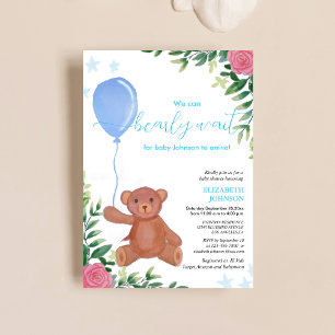 we can bearly wait floral cute baby shower  invitation