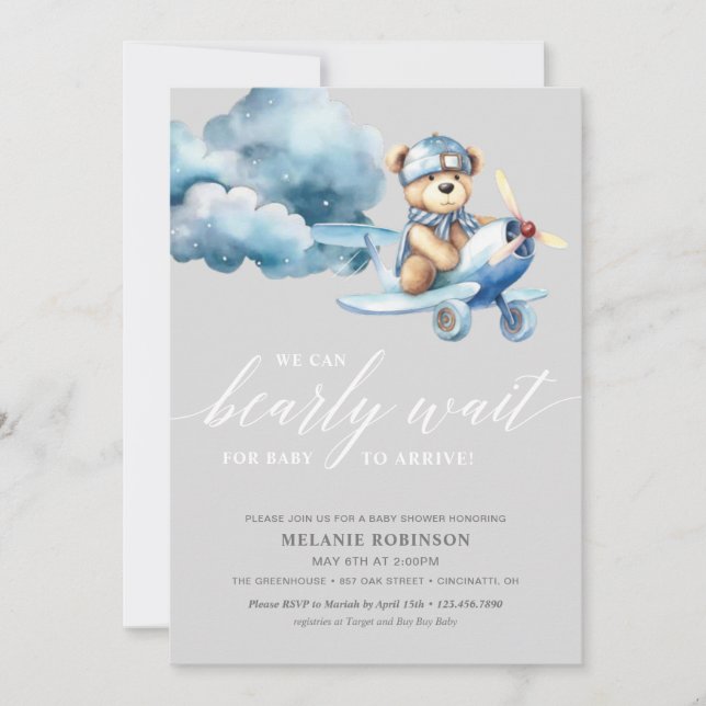 We Can Bearly Wait For Baby To Arrive Baby Shower Invitation (Front)