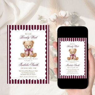 We Can Bearly Wait funny Teddy Bear Baby shower  Invitation