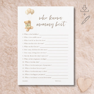 We Can Bearly Wait Game Who Knows Mummy Best Card