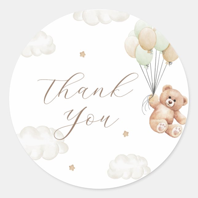 We Can Bearly Wait Gender Neutral Baby Shower Classic Round Sticker (Front)