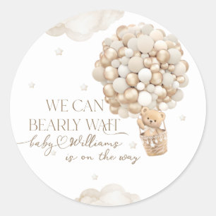 We Can Bearly wait Gender Neutral Baby Shower Classic Round Sticker