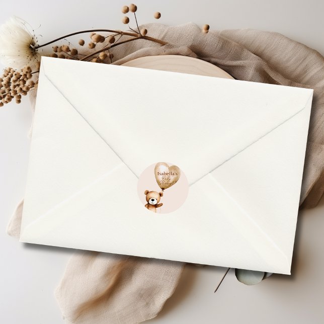 We Can Bearly Wait Gender Neutral Baby Shower  Classic Round Sticker (We Can Bearly Wait Gender Neutral Baby Shower Classic Round Sticker)