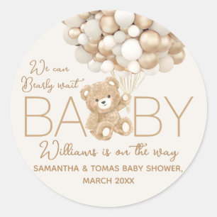 We can Bearly Wait Gender Neutral Baby Shower Classic Round Sticker