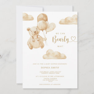 We Can Bearly Wait Gender Neutral Baby Shower Invitation