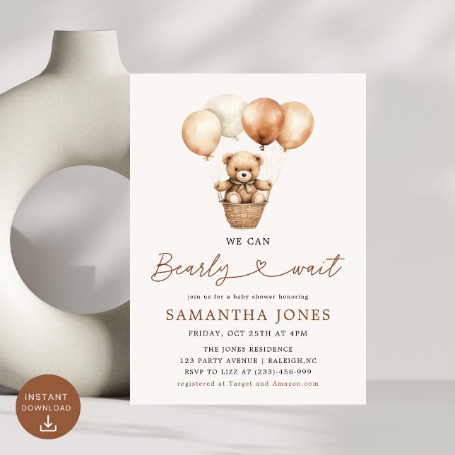 We Can Bearly Wait Gender Neutral Baby Shower  Invitation (Creator Uploaded)
