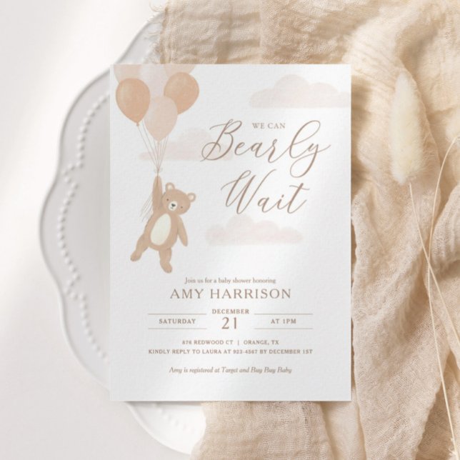 We Can Bearly Wait Gender Neutral Baby Shower Invitation (Creator Uploaded)