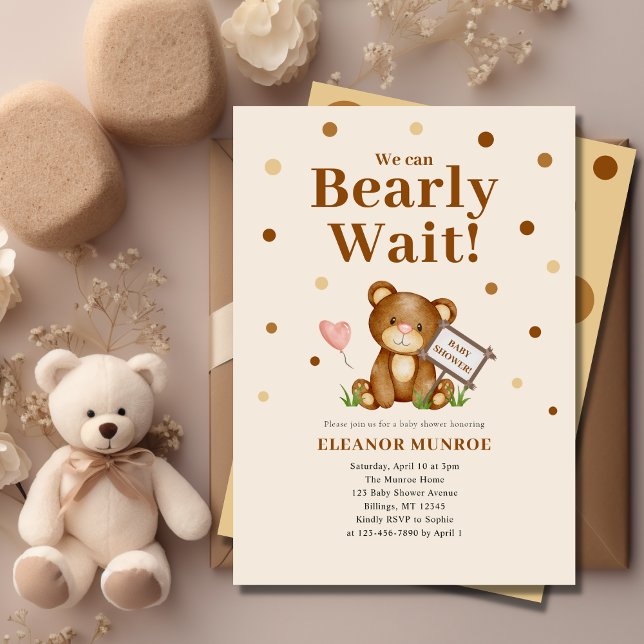 We Can Bearly Wait Gender Neutral Baby Shower  Invitation (Creator Uploaded)