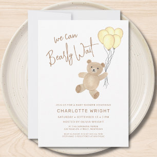We Can Bearly Wait Gender-Neutral Baby Shower Invitation