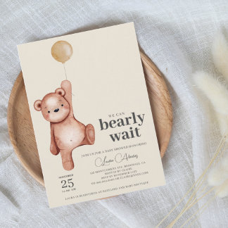 We Can Bearly Wait Gender Neutral Baby Shower Invitation