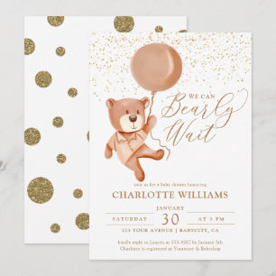 We Can Bearly Wait Gender Neutral Baby Shower Invitation