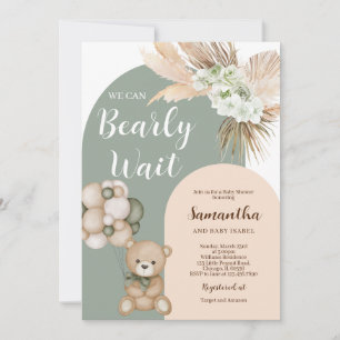 We Can Bearly Wait Gender Neutral Baby Shower Invitation
