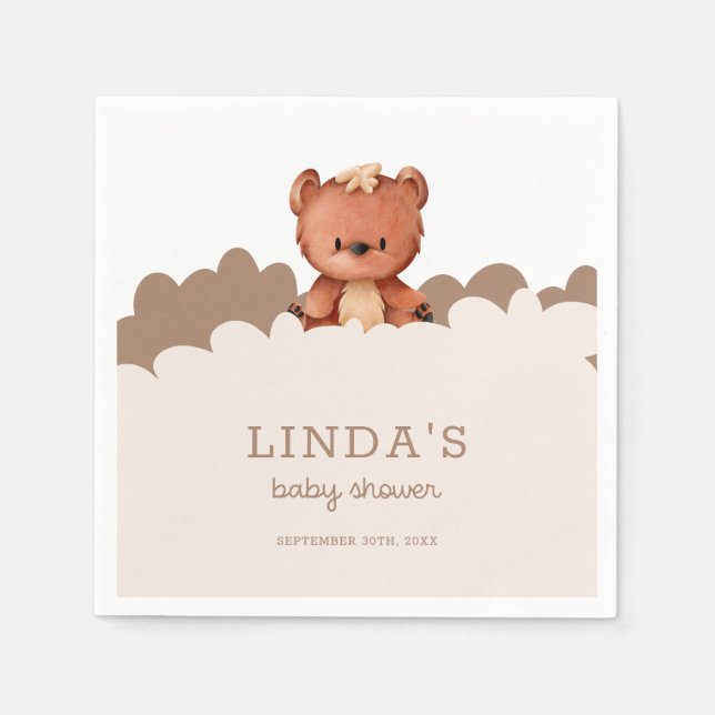 We Can Bearly Wait Gender Neutral Baby Shower Napkin (Front)