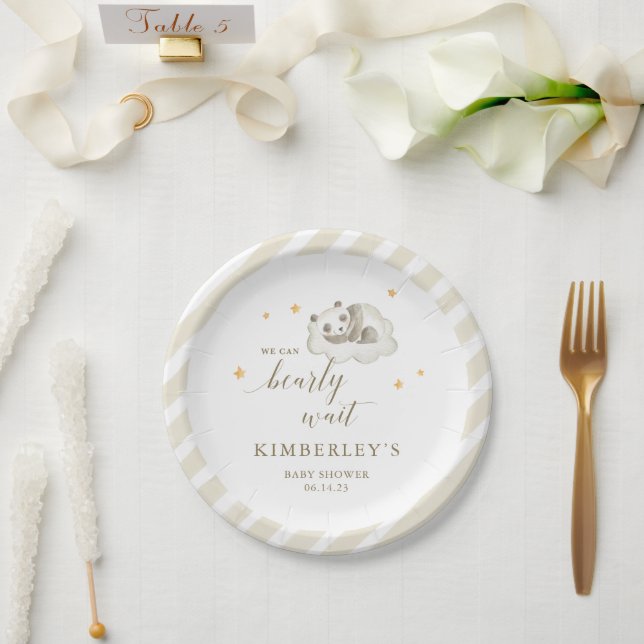 We Can Bearly Wait Gender Neutral Baby Shower Paper Plate (Wedding)