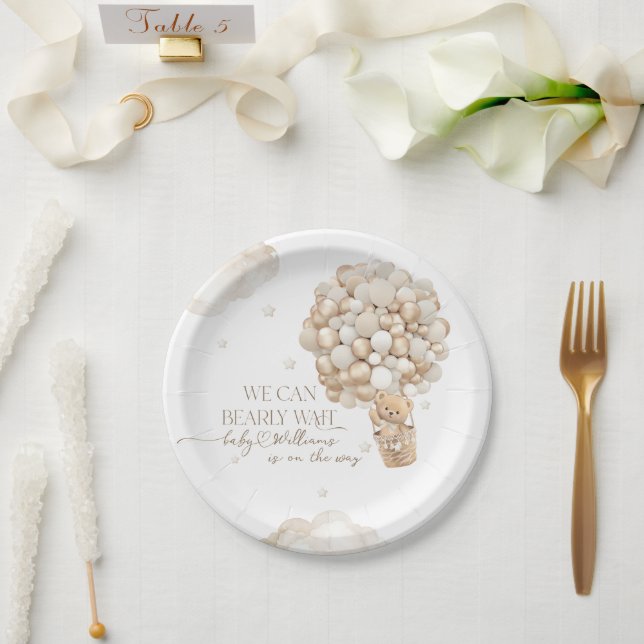 We Can Bearly wait Gender Neutral Baby Shower Paper Plate (Wedding)