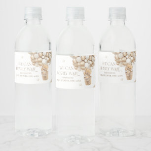 We Can Bearly wait Gender Neutral Baby Shower Water Bottle Label