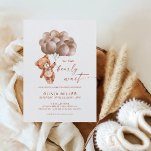 We Can Bearly Wait Gender Neutral Bear Baby Shower Invitation