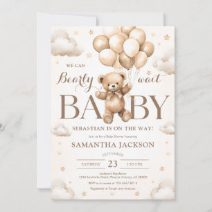 We Can Bearly Wait Gender Neutral Bear Baby Shower Invitation