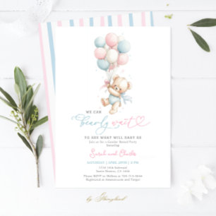 We Can Bearly Wait Gender Reveal Baby Shower Invitation