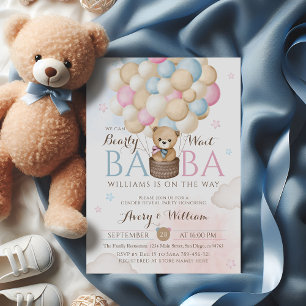 We Can Bearly Wait Gender Reveal Bear Baby Shower  Invitation