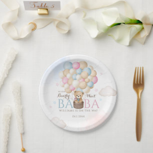 We Can Bearly Wait Gender Reveal Bear Baby Shower  Paper Plate
